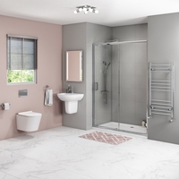 Juno 1000mm Sliding Door Newport Wall Hung and Semi Pedestal Basin Suite