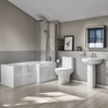 L-Shaped Right Hand Bath Suite with Portland Close Coupled Toilet & Basin