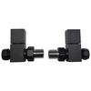 Matt Black Square Straight Radiator Valves - For Pipework Which Comes From The Floor