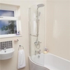 P-Shaped Hinged Bath Shower Screen H1435 x W725mm with Towel Rail