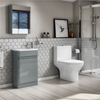 Portland 410 Floor Standing Crisp Mist Gloss Vanity Unit with Portland Close Coupled Toilet Suite