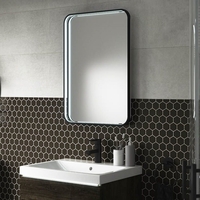 Rectangular Black LED Bathroom Mirror with Demister 700 x 500mm - Sensio Aspect