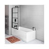 Rutland Single Ended Square Bath with Front Panel & Black Grid Screen - Left Hand 1800 x 800