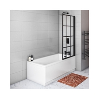 Rutland Single Ended Square Bath with Front Panel & Black Grid Screen - Right Hand 1800 x 800