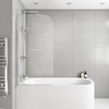 Saturn Hinged 1450mm 6mm Chrome Bath Screen with Towel Rail
