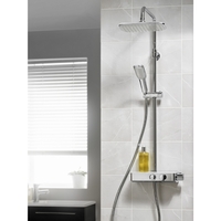 Triton Push Button Thermostatic Mixer Bar Shower with Square Overhead & Handset