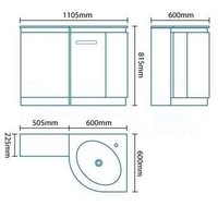 Vigo Right Hand Corner Combination Unit with Black Worktop Only