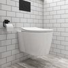 Wall Hung Toilet with Soft Close Seat Frame Cistern and Black Flush - Alcor