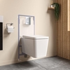 White Wall Hung Toilet with Soft Close Seat Frame Cistern and Chrome Flush - Augusta