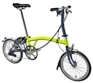 Brompton Brompton Folding Bike-Lime Green-Tempest Blue