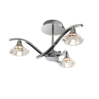 Luna dimmable 3-light semi flush in chrome with clear crystal glass shade - 90442.