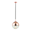 Zion dimmable pendant in copper with clear ribbed sphere - 87300.