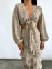 Cecile Tie Knot Blouse - Cream Abstract