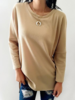 Off Shoulder Round Neck Loosen Plain Tees & T-Shirts - Roselinlin