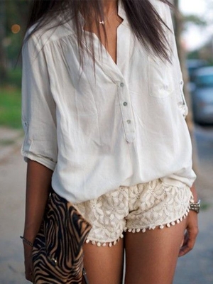 roselinlin 1 White Women Tops
V Neck Casual Cotton-Blend
Going Out Pockets Tops