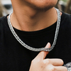10mm 18K Gold/White Gold Flat Cuban Curb Chain,  White Gold / 20"