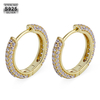 15mm 14K Gold/White Gold Sterling Silver Diamond Round Hoop Mens Earrings,  14K Gold