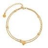 1.7mm Layered Anklet Bracelet with Heart for Women Adjustable Size KRKC,  18K Gold