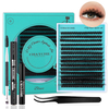 Cluster Lashes Kit Thick Curling DIY False Eyelashes with Lash Bond and Seal Handmade Reusable Fluffy Individual Eyelashes Extension Beautiful Gr