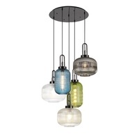 Amber 5 Light Cluster Ceiling Pendant - Multi Coloured
