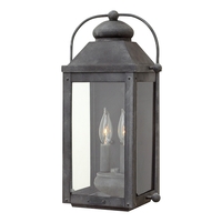 Anchorage 2 Light Half Lantern Outdoor Wall Light - Aged Zinc