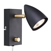 Ciro Reading Light with Plug - Matt Black