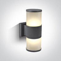 Cylinder Outdoor Up & Down Wall Light - Anthracite & Opal