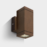 Cylinder Square Outdoor Up & Down Wall Light - Rust Brown