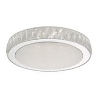 Dar Akelia Large LED Flush Ceiling Light - Polished Stainless Steel