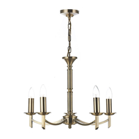 Dar Ambassador 5 Light Semi-Flush Ceiling Light - Antique Brass