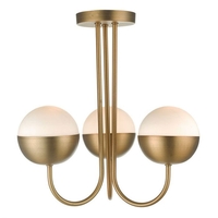 Dar Andre 3 Arm Semi-Flush Ceiling Light - Aged Brass