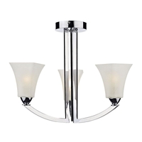 Dar Arlington 3 Light Glass Semi-Flush Ceiling Light - Polished Chrome