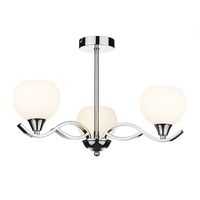 Dar Aruba 3 Light Glass Semi-Flush Ceiling Light - Polished Chrome