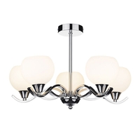 Dar Aruba 5 Light Glass Semi-Flush Ceiling Light - Polished Chrome