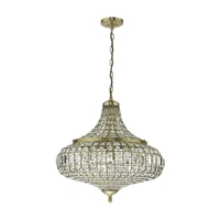 Dar Asmara Crystal Ceiling Pendant Light - Antique Brass