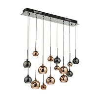 Dar Aurelia 15 Light Bar Ceiling Pendant - Black Chrome
