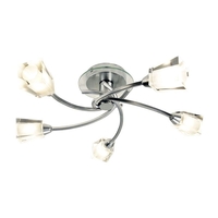 Dar Austin 5 Light Glass Semi-Flush Ceiling Light - Polished Chrome