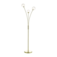 Dar Avari 3 Light Glass Floor Lamp - Satin Brass