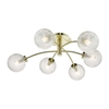 Dar Avari 6 Arm Glass Semi-Flush Ceiling Light - Satin Brass