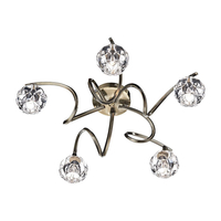 Dar Babylon 5 Light Semi-Flush Ceiling Light - Antique Brass