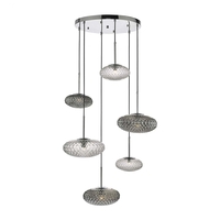 Dar Bibiana 6 Light Glass Cascade Ceiling Pendant - Clear & Smoked