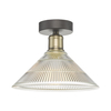 Dar Boyd Glass Flush Ceiling Light - Antique Brass