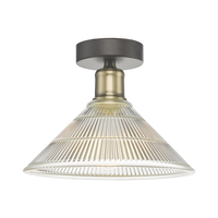 Dar Boyd Glass Flush Ceiling Light - Antique Brass