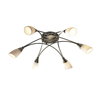 Dar Bureau 6 Light Glass Semi-Flush Ceiling Light - Antique Brass