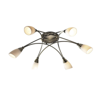 Dar Bureau 6 Light Glass Semi-Flush Ceiling Light - Antique Brass