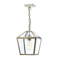 Dar Churchill Glass Ceiling Pendant Light - Antique Brass