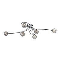 Dar Circa 6 Light Glass Semi-Flush Ceiling Light - Polished Chrome
