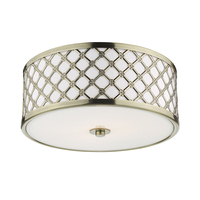 Dar Civic Flush Ceiling Light - Antique Brass