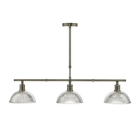 Dar Dara 3 Light Bar Ceiling Pendant - Antique Brass