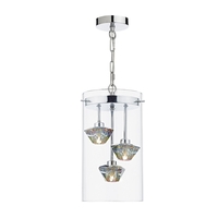 Dar Decade 3 Arm Glass Ceiling Pendant Light - Clear
